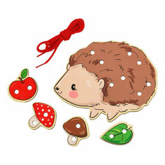 Развивающая игрушка ТРИ совы Шнуровка "Ежик", дерево, 4 детали, 343877