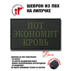 Нашивка, шеврон, патч с липучкой "Пот экономит кровь" олива ШевронТут