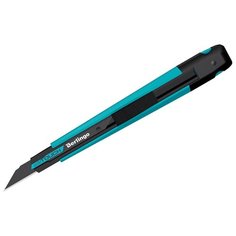 Нож канцелярский 9мм Berlingo SilkTouch, черное лезвие, auto-lock, европодвес (BM4121), 10шт.