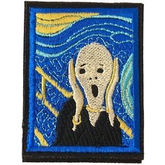 Нашивка ( патч ) тактическая Крик Эдвард Мунк вышитая 5,5х7,5 синяя нет бренда