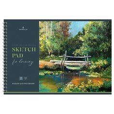 Альбом для рисования Greenwich Line "Landscape on canvas", 48 листов, А4, на гребне, 160 г/м2, перфорация, подложка (PS40c-47381)
