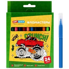 Фломастеры OfficeSpace "ArtSpace", Машинки, 24 цвета, картонная упаковка, смываемые, европодвес (WP_92270)