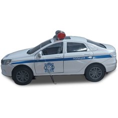 Игрушка инерционная металлическая машинка Лада Гранта 12 см 1:32, звук, свет, на батарейках, открываются передние двери Zhorya
