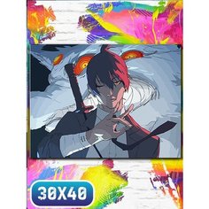 Картина по номерам на холсте аниме человек бензопила - 12018 30х40