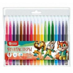 Фломастеры Schoolformat веселые зверята классические, 18 цветов Creativiki