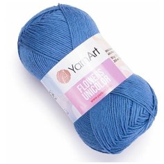 Пряжа Yarnart Flowers Unicolor - 3 шт, 743 джинсовый, 200м/50г, 55% хлопок, 45% полиакрил /ярнарт фловерс юниколор/