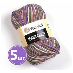 Пряжа для вязания крючком, спицами YarnArt Ярн Арт Ярнарт Jeans Crazy средняя, хлопок/полиакрил, цвет 7207 мультиколор 5 шт. по 50 г, 160 м