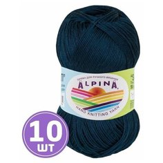 Пряжа для вязания крючком, спицами Alpina Альпина SATI классическая тонкая, мерсеризованный хлопок 100%, цвет №106 Темно-синий, 170 м, 10 шт по 50 г