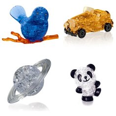 Игрушка девочке Головоломка комплект подарочный из 4х штук Идея подарка классу 8 марта Птичка на ветке, Машина, Сатурн, Панда Со светом Iq Toy