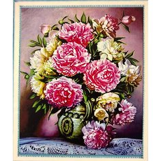 Алмазная мозаика на подрамнике 40*50 круглые стразы полная выкладка «Шикарный букет» Hi Stone