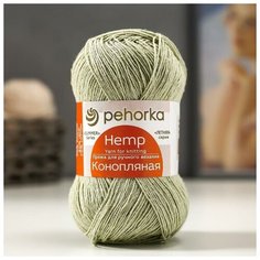 Пряжа "Конопляная" 70% хлопок, 30% конопля 280м/50гр (494 св. хаки) Пехорка