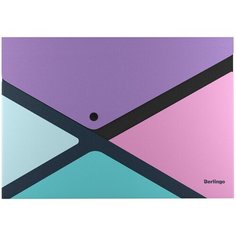 Папка-конверт на кнопке Berlingo "xProject. Color Block" А4, 300мкм, с дизайном, 4 шт