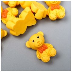 Декор для творчества пластик "Мишка с бантиком" набор 12 шт микс 1,9х1,3 см (комплект из 10 шт) Арт Узор