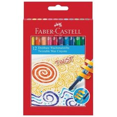 Карандаши восковые Faber-Castell, 12 цветов, выкручивающийся стержень, в картонной коробке, с европодвесом