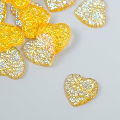 Декор для творчества пластик "Сердце" голография оранж набор 20 шт 1,6х1,6 см 9371461 Арт Узор