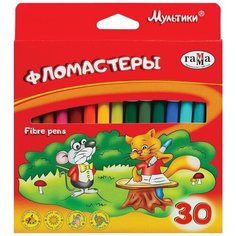 Набор фломастеров 30 цветов Гамма "Мультики" (линия 1-2.2мм, смываемые) картонная упаковка (180319_08), 6 уп. Gamma