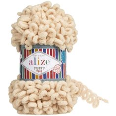 Пряжа Alize Puffy Fine -2 шт, шампань (310), 14 м/100 г, маленькие петли (2 см) /Ализе Пуффи файн/