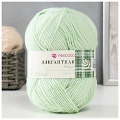Пряжа "Элегантная" 100% мериносовая шерсть 250м/100гр (41-Салатовый) Пехорка