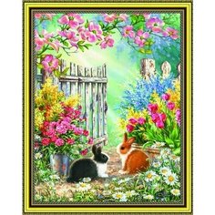 Алмазная мозаика на подрамнике 40*50 "Зайки в саду" Нет бренда