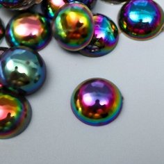 Декор для творчества пластик "Полужемчужина чёрная голография" набор 40 шт 1,4х1,4х0,4 см Нет бренда