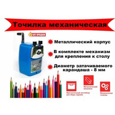 Точилка механическая синяя металлическая с креплением к столу Asmar