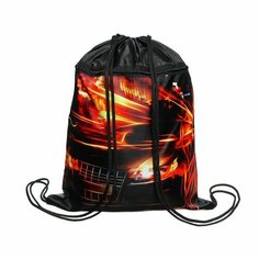 Мешок для обуви с карманом 420 х 340 мм, Calligrata МСО-7С, (мягкий полиэстер, плотность 210D), "Тачка огонь"