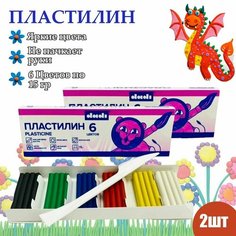 Набор пластилина для лепки детский 6 цветов по 15 гр. В комплекте 2 шт Elite Life