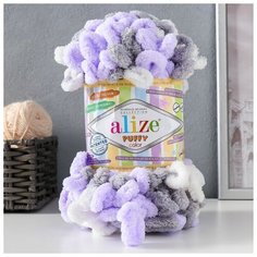 Пряжа "Puffy color" 100 % микрополиэстер 9м/100г (6372) Alize