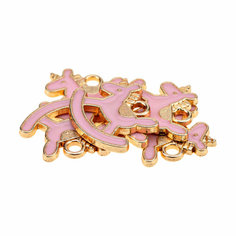 Подвеска для рукоделия металл золото "Единорог-качалка" 16 х 14 мм розовая / Кулон для декора браслетов, сережек 5 шт. Китай