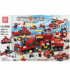Конструктор City Fire Пожарная техника 8 в 1/LX. A392/756 деталей/Совместим с Лего Нет бренда