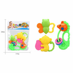 Погремушки для новорожденных Зверята / Baby Toys / 3 шт в наборе Noname