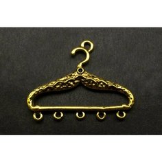 Коннектор-соединитель 1х5 Вешалка 34х27х3мм, отверстие 1,5 и 1мм, цвет античное золото, сплав металлов, 14-013, 1шт Мелодия бисера