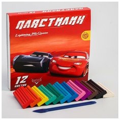 Пластилин 12 цветов 180 г Чемпион, Тачки Нет бренда