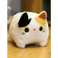 Мягкая игрушка Кот Куб белый, кот буханка, котокуб, 30 см Китай