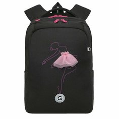 Школьный рюкзак GRIZZLY RG-366-1 черный-фуксия, 26х39х17