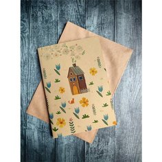 Крафт-тетрадь 36 листов без разлиновки "Домик с ромашками", формат А5 (20х14 см) Сотворение