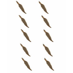 Подвеска перышко узкое 32х6х1,6 мм, отверстие - 1,5 мм, сплав олова с покрытием "старинная медь", 10 шт. Kaboshon.Ru