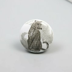 Ручка для шкатулки керамика, металл "Леопард" 3,8х3,8х2,8 см Россия