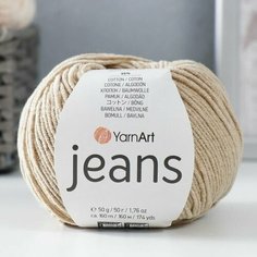 Пряжа "Jeans" 55% хлопок, 45% акрил 160м/50гр (48 бежевый) Нет бренда