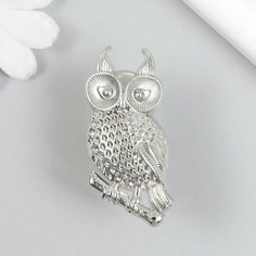 Ручка для шкатулки металл "Филин на ветке" серебро 5,2х2,2 см Made in China