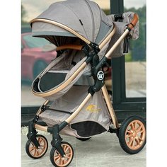 Коляска 2в1 трансформер Teknum V91 детская от 0-3 лет С реверсивным блоком, хаки