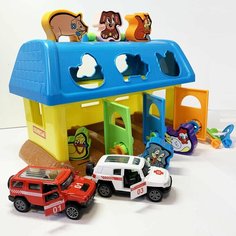 Набор 2 в 1: гараж с 2-мя машинками и домик сортер Полесье Cavallino