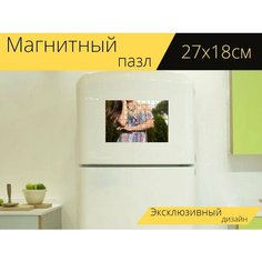 Магнитный пазл "Женщина, улыбка, модель" на холодильник 27 x 18 см. Lots Prints