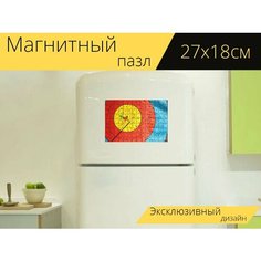Магнитный пазл "Цель, стрельба из лука, стрела" на холодильник 27 x 18 см. Lots Prints