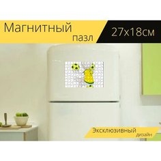 Магнитный пазл "Игрок, футбольный, футбольный мяч" на холодильник 27 x 18 см. Lots Prints