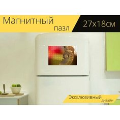 Магнитный пазл "Золото, рождество, украшения" на холодильник 27 x 18 см. Lots Prints