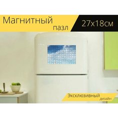 Магнитный пазл "Парусное судно, облака, море" на холодильник 27 x 18 см. Lots Prints