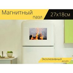 Магнитный пазл "Пожар, уголь, древесный уголь" на холодильник 27 x 18 см. Lots Prints