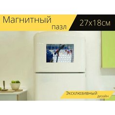 Магнитный пазл "Лед, хоккей, палка" на холодильник 27 x 18 см. Lots Prints