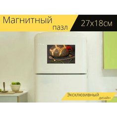 Магнитный пазл "Мак, семена, булочка" на холодильник 27 x 18 см. Lots Prints